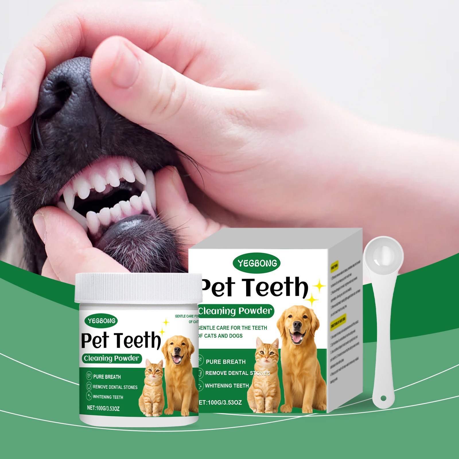 Teeth Whitening Bleach - Poudre de nettoyage des dents d'animaux